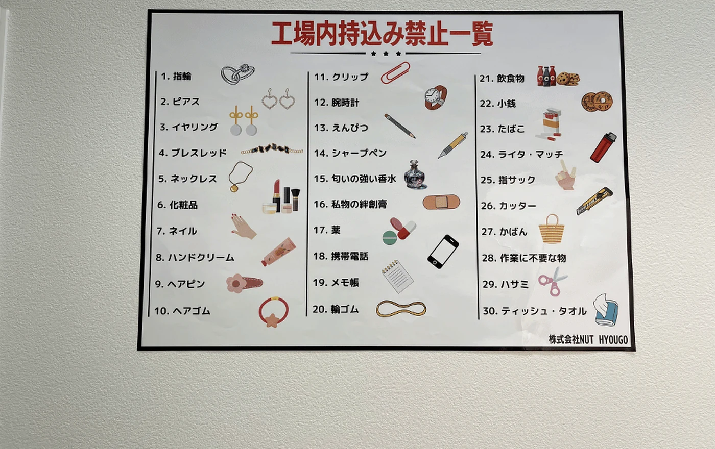 持込禁止一覧